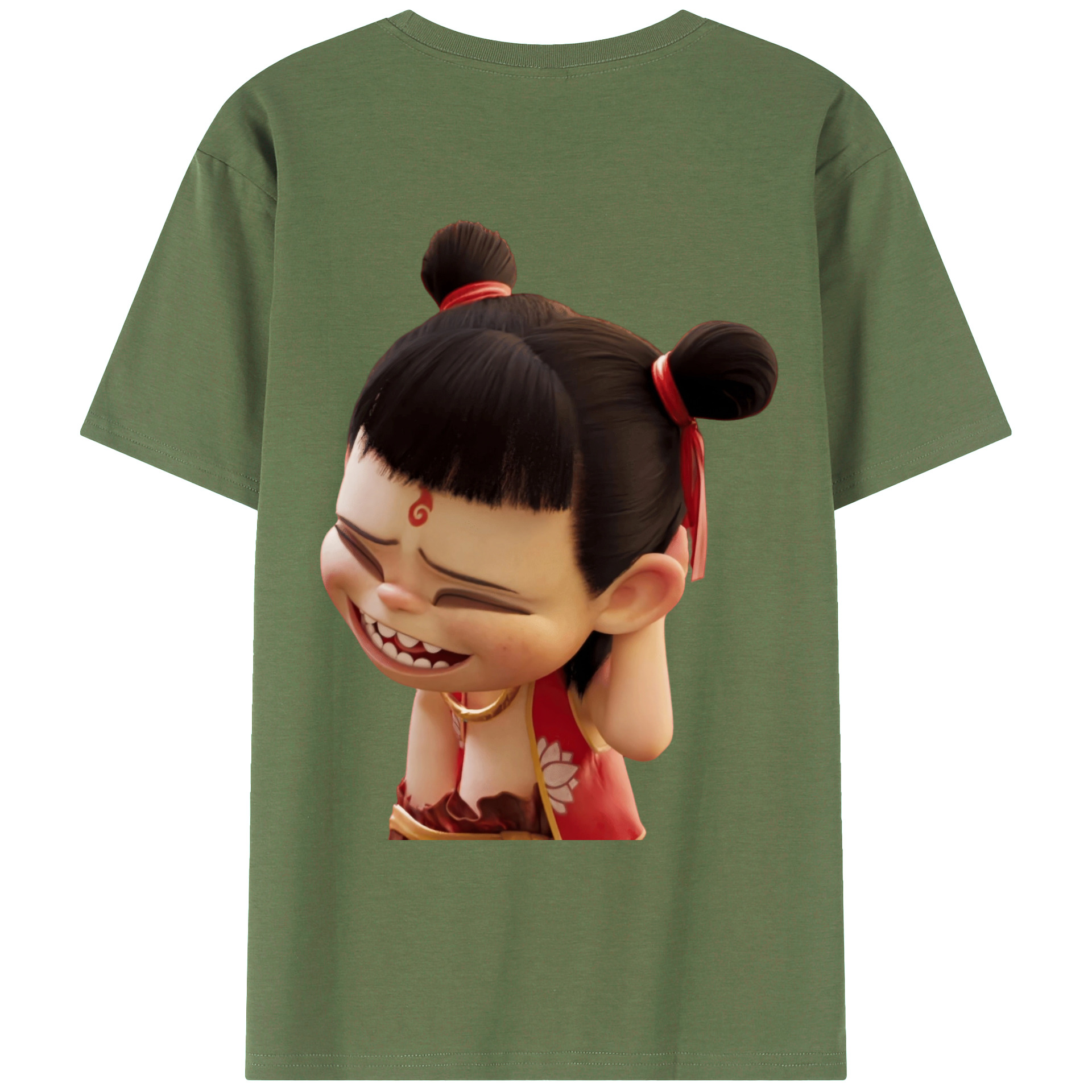 （画像用） Ne Zha 2 ナタ 魔童の大暴れ 綿100％ メンズ半袖Tシャツ（バックプリント） 通気性